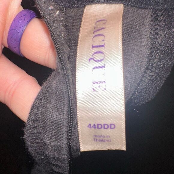 Cacique black jersey lightly lined 44DDD plunge bra - Picture 3 of 3